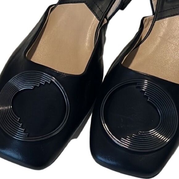 Franco Sarto Branza Black Leather Slip On Square Toe Loafers Size 7.5 New - Picture 8 of 10